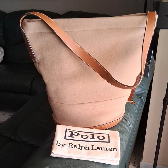 Ralph Lauren-Polo Flannel Bellport Sling Bucket Bag. Color is Camel. NWT. - Picture 9 of 14